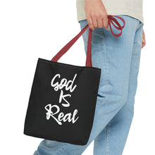 Load image into Gallery viewer, GOD IS REAL TOTE BAG (Black)