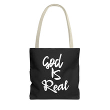 Load image into Gallery viewer, GOD IS REAL TOTE BAG (Black)