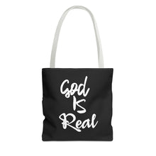 Load image into Gallery viewer, GOD IS REAL TOTE BAG (Black)