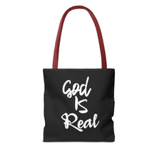 Load image into Gallery viewer, GOD IS REAL TOTE BAG (Black)