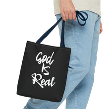 Load image into Gallery viewer, GOD IS REAL TOTE BAG (Black)