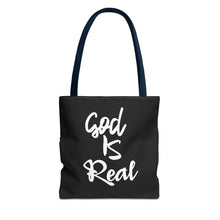 Load image into Gallery viewer, GOD IS REAL TOTE BAG (Black)