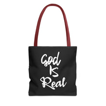 Load image into Gallery viewer, GOD IS REAL TOTE BAG (Black)