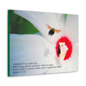 HIBISCUS AND BEE CANVAS